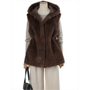 하프클럽/쉬즈나인 시엘로 후드 밍크퍼 조끼