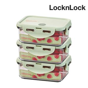 비스프리 퓨어 직사각 350ml 3개 라이트그린 밀폐용기 반찬통 플라스틱통 소분용기 냉동 TOP_LBF806LGs3