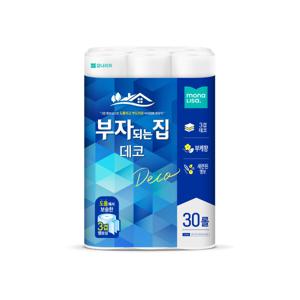 모나리자 부자되는집 3겹 데코 화장지 27m 30롤 천연펄프 국내생산 프리미엄