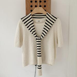 스트라이프 어부바니트 단가라 어깨 숄니트 머플러