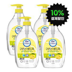 (10%결제할인) 참그린 구연산 뽀드득 주방세제 레몬향 용기 1kg 4개