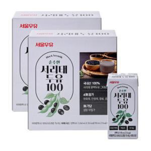 25일 단 하루! 쇼츠딜 특가) 서울우유 순수한 서리태 두유 100 190ml 32팩-쥐눈이콩 검은콩 약콩 두유