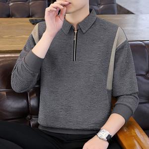 남자 반집업 스판 카라넥 티셔츠 루즈핏 긴팔 티셔츠