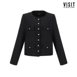 비지트인뉴욕 라운드 트위드 재킷 (VA3JK22)