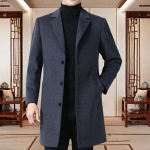 남자롱코트 신상 고급 울 코트 버튼 슬림 겨울 길이 칼라 중년 가을 핏 60세 50 정장