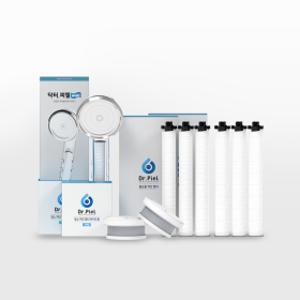 닥터피엘 와이드 필터 샤워기 + 1년 필터 세트 (1차필터 6ea + 2차필터 2ea)