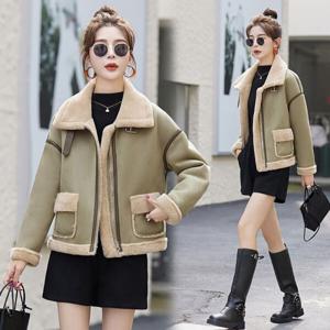 여자 가을 겨울 페이크 퍼 자켓 루즈핏 숏 스웨이드 자켓