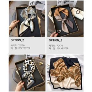 봄 가을 쁘띠 패턴 실크 스카프 정사각 환절기 70x70