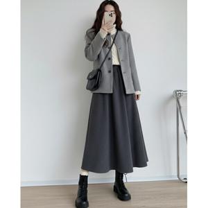 여성 모던 트렌디 코듀로이 골지 스판 기모 롱스커트 플레어 A라인 밴딩 골덴 치마 (2장이상추가할인)