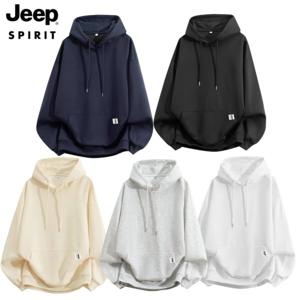 지프 남성 루즈핏 후드티 커플룩