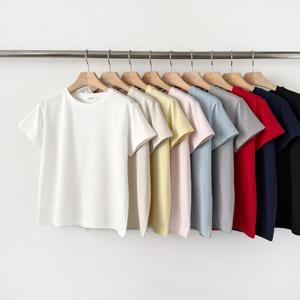 국내생산 모달 이너 티셔츠 봄 여름 스판 반팔티 크롭 루즈핏 여성 면 티셔츠