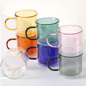 이중 내열유리 컬러 머그컵 350ml / 유리컵 커피잔 찻잔