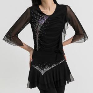 은하수 러플 블라우스 라인댄스복 여성 여자 빅사이즈 차밍 라틴 모던 밸리 줌바 난타공연복