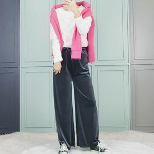 아리아 벨보아 벨벳 사방스판 여성 밴딩 통바지