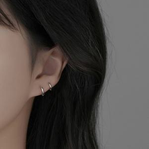 젤루나 (한쌍) 써지컬 2mm 심플 원터치 링 귀걸이 P-01