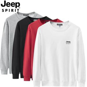 JEEP SPIRIT 남성 봄 긴팔 티셔츠 패셔너블 코튼 라운드넥 맨투맨