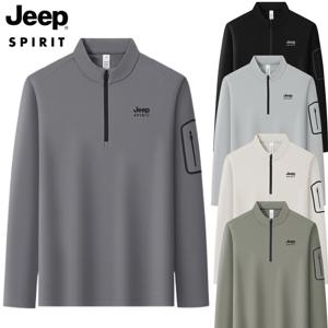 JEEP SPIRIT 봄 아웃도어 남성용 기능성 긴팔 티셔츠 루즈핏