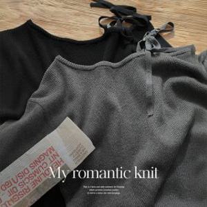 (신세계센텀점)울함유/여리슬림핏 베티 골지 언발리본 원숄더 팬던트 울 긴팔니트티 P000CRNM