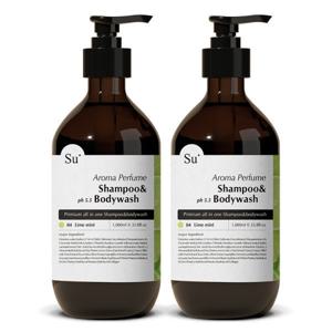 수오가닉 퍼퓸 샴푸워시 라임민트 1000ml 2개