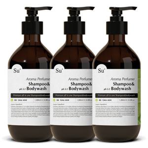 수오가닉 퍼퓸 샴푸워시 라임민트 1000ml 3개