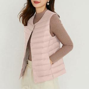 여성경량조끼 오리털 크롭패딩조끼 빅사이즈 누빔 덕다운 패딩조끼