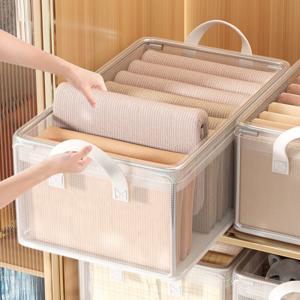 24L 투명 옷정리함 접이식 리빙박스 손잡이 방수 보관함 의류 수납함 정리함 플라스틱 수납박스 IY-LVBOX08