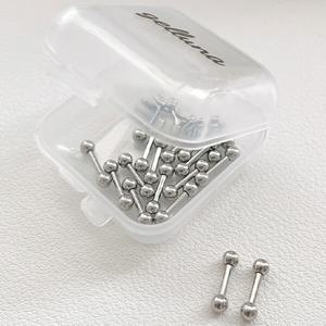 젤루나 (20pcs+투명케이스) 써지컬 실버 바벨 볼 피어싱 세트 P-07