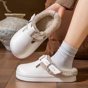 여성 겨울 방한 털 실내화 푹신한 EVA 슬리퍼 통굽 털슬리퍼