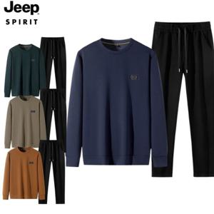 JEEP SPIRIT 남자 트레이닝 세트 오버사이즈 순면 무지 캐주얼 신상품