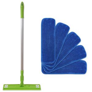 밀대 청소기 그린+극세사 패드 루프형 5장 / 청소 밀대 걸레