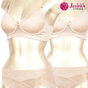 [비너스 자스민] 실키 멜란지 노와이어 브라팬티세트 jbp1283
