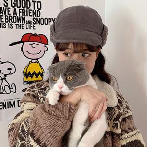 스노우보드모자 여자 캐주얼 겨울 뽀글이 캡모자 귀덮개 방한 모