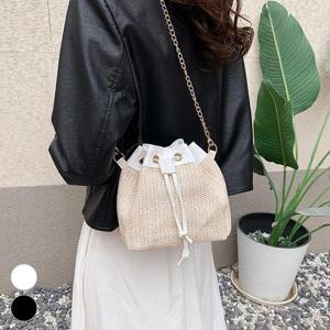 여성 미니백 크로스백 왕골가방 체인 복조리 버킷백