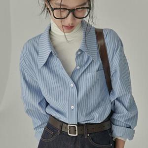 CWTT1305 스트라이프 캐주얼 여성셔츠 오버핏 캐주얼 긴팔 남방