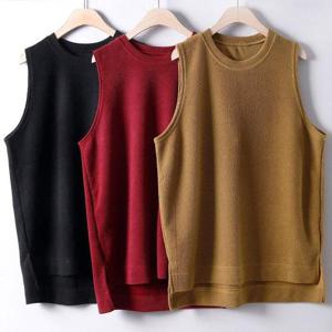 빅사이즈 일상 코디 니트 골지 조끼 WWw113 레이어드 가을옷