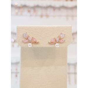 볼라레 세이브존01 프로포즈 나뭇잎 보트 큐빅 은침 귀걸이 spe884