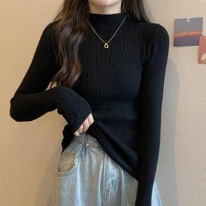 슬림핏 골지 반폴라 니트 목티 LM-0499