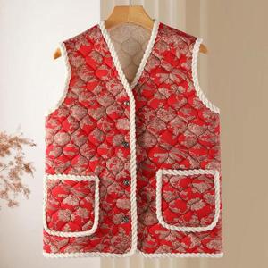 따뜻한 효도 농사 플라워 벨벳 김장 조끼