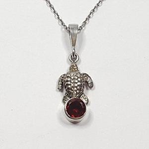 [블루케이] 실버925거북이 가넷 원석 목걸이241203-14