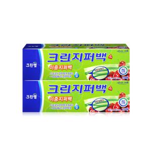 크린랩 크린 이중지퍼백 (중) 22x25cm 20매 x 2개