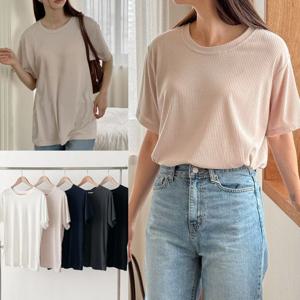 쇼라운드골지반팔티 504U260S 빅사이즈 여성의류