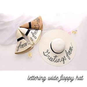 레터링 와이드 썬캡 플로피햇 스팽글 왕골모자