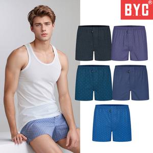 BYC 남성 트렁크 팬티 기하학 패턴 앞옆트임 데일리 30수 사각팬티