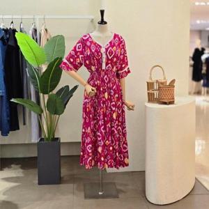 [포커스]FM5D3OP32099_브이넥 에스닉 패턴 원피스