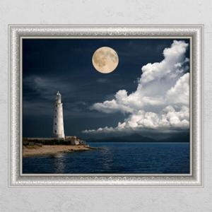 아트박스/꾸밈 im244-등대위에 뜬 달_창문그림액자_뮤럴시트지