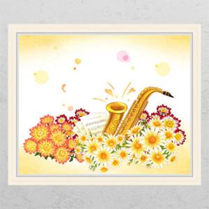 아트박스/꾸밈 cj840-꽃밭의색소폰_창문그림액자