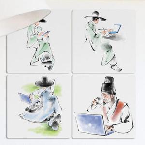 아트박스/꾸밈 if488-멀티액자_최신기기사용하는한복입은남자