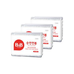 비앤비) 순면 저자극 유아용 면봉 (사각 200P X 3개)