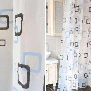 네모네모 샤워커텐 블루 커튼 욕실커튼 화장실커튼