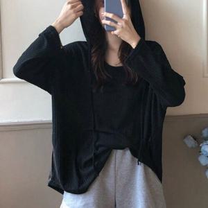 [잇백잇슈]루즈핏와플후드티 얇은 가벼원 편안 산책 데일리 여성